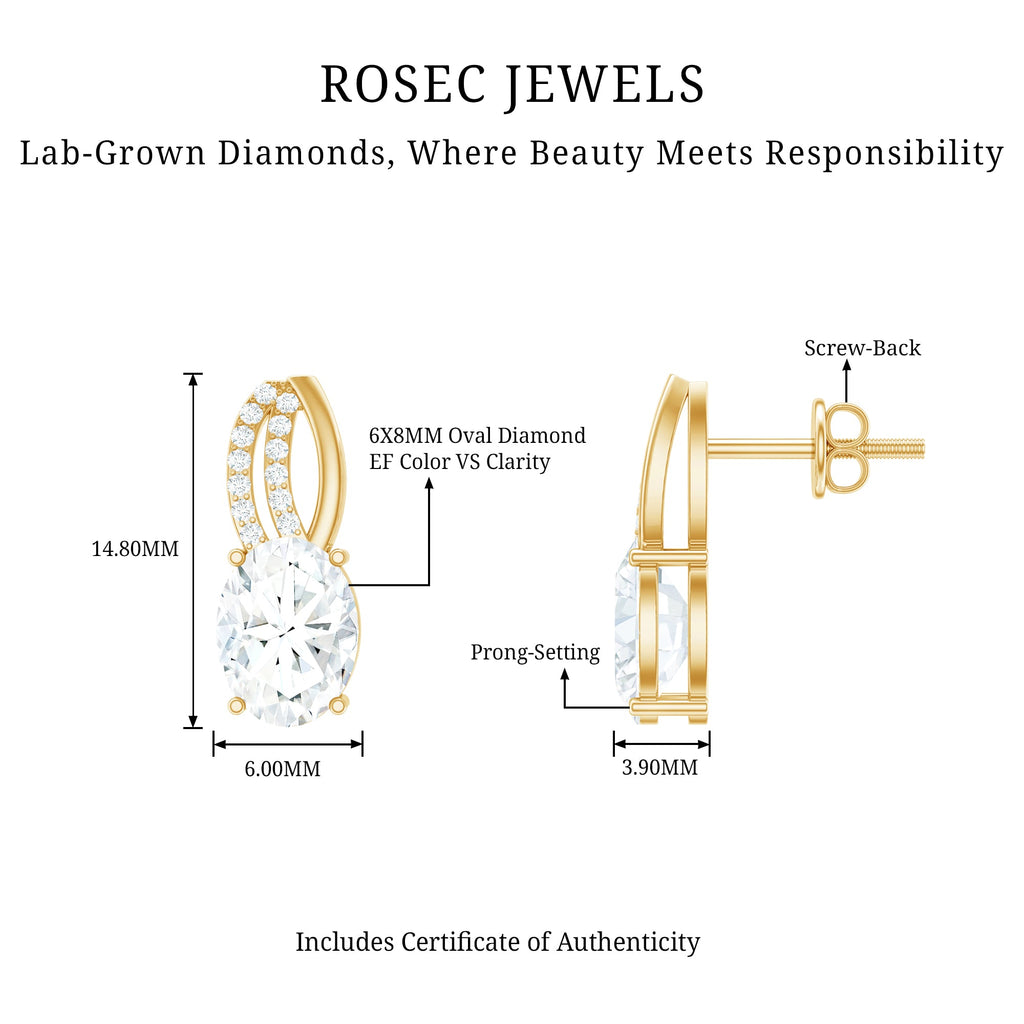 6X8 MM Oval Lab Grown Diamond Designer Studs For Women