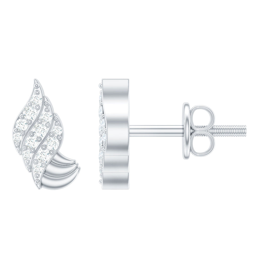 Certified Lab Grown Diamond Leaf Stud Earrings With Screw Back