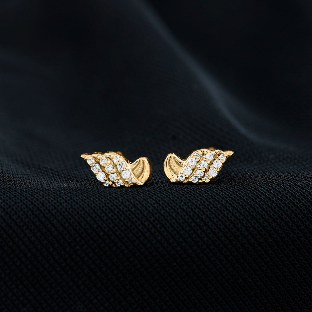 Certified Lab Grown Diamond Leaf Stud Earrings With Screw Back