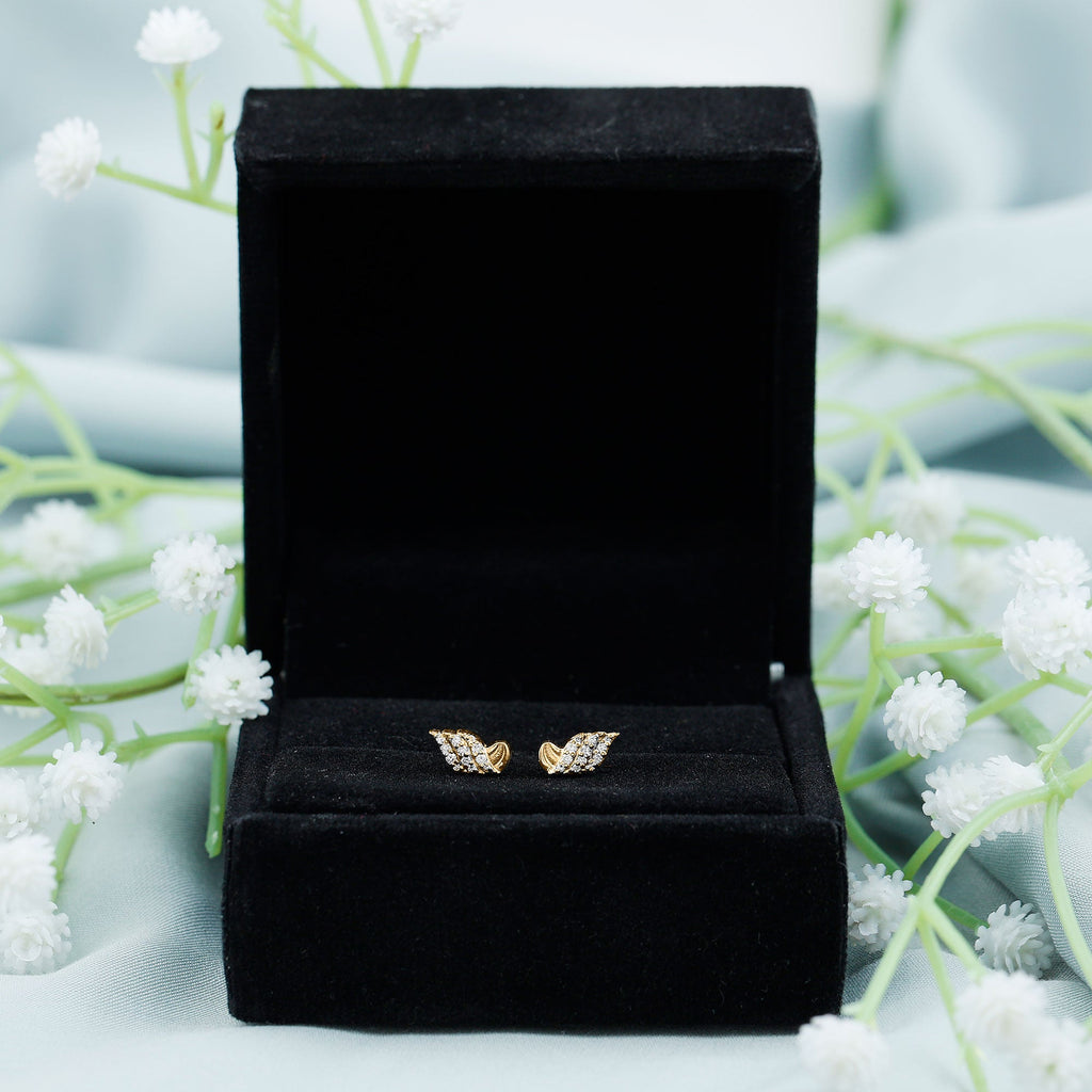 Certified Lab Grown Diamond Leaf Stud Earrings With Screw Back