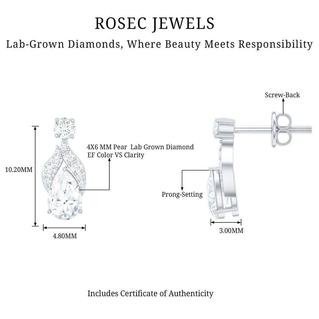 Certified Lab Grown Diamond Teardrop Stud Earrings