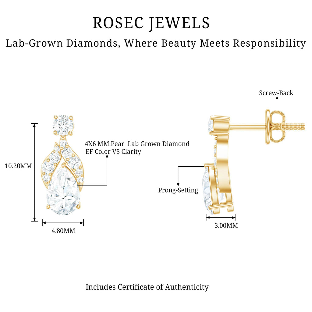 Certified Lab Grown Diamond Teardrop Stud Earrings