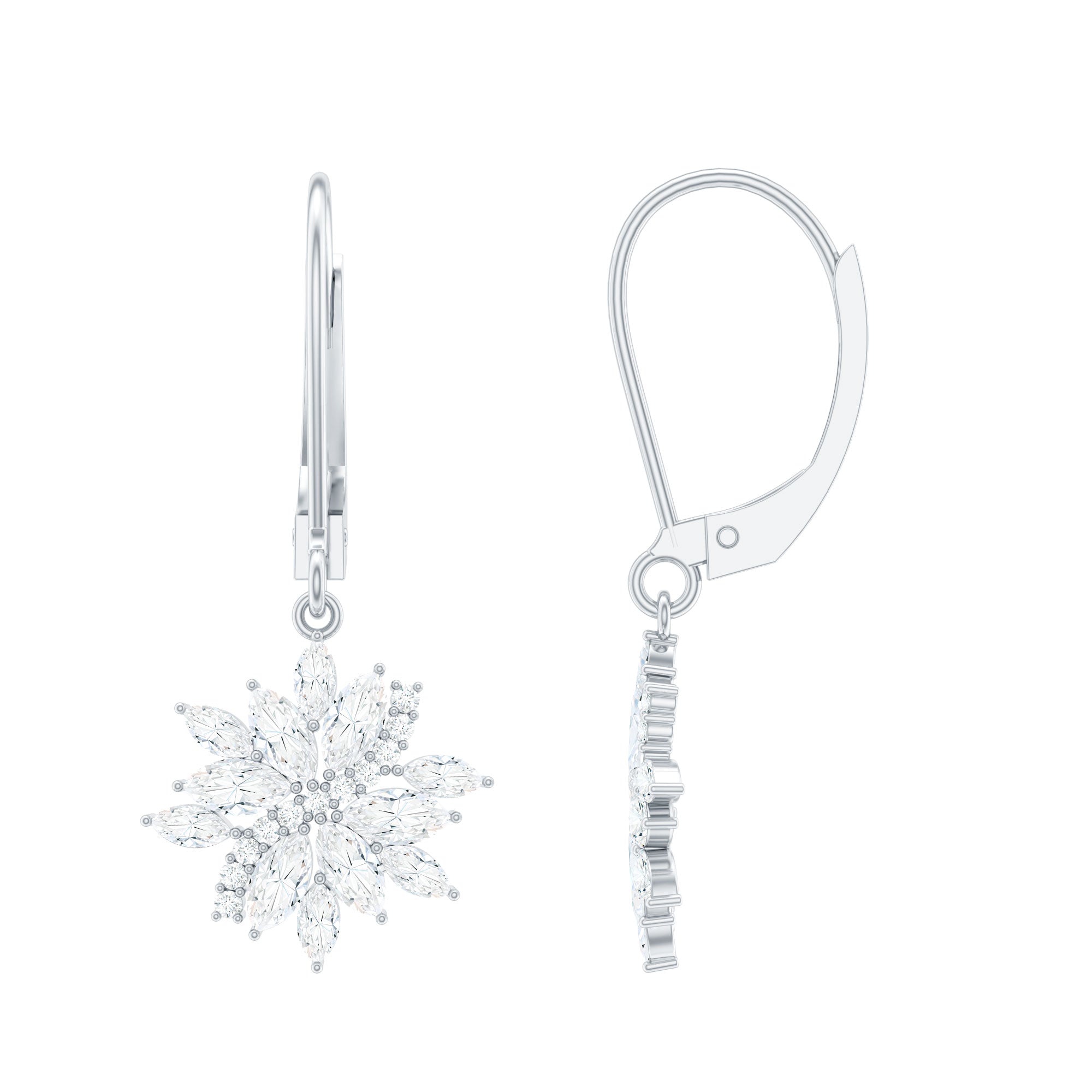 Lab Grown Diamond Flower Hoop Earrings