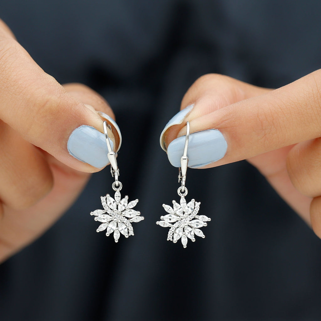 Lab Grown Diamond Flower Hoop Earrings