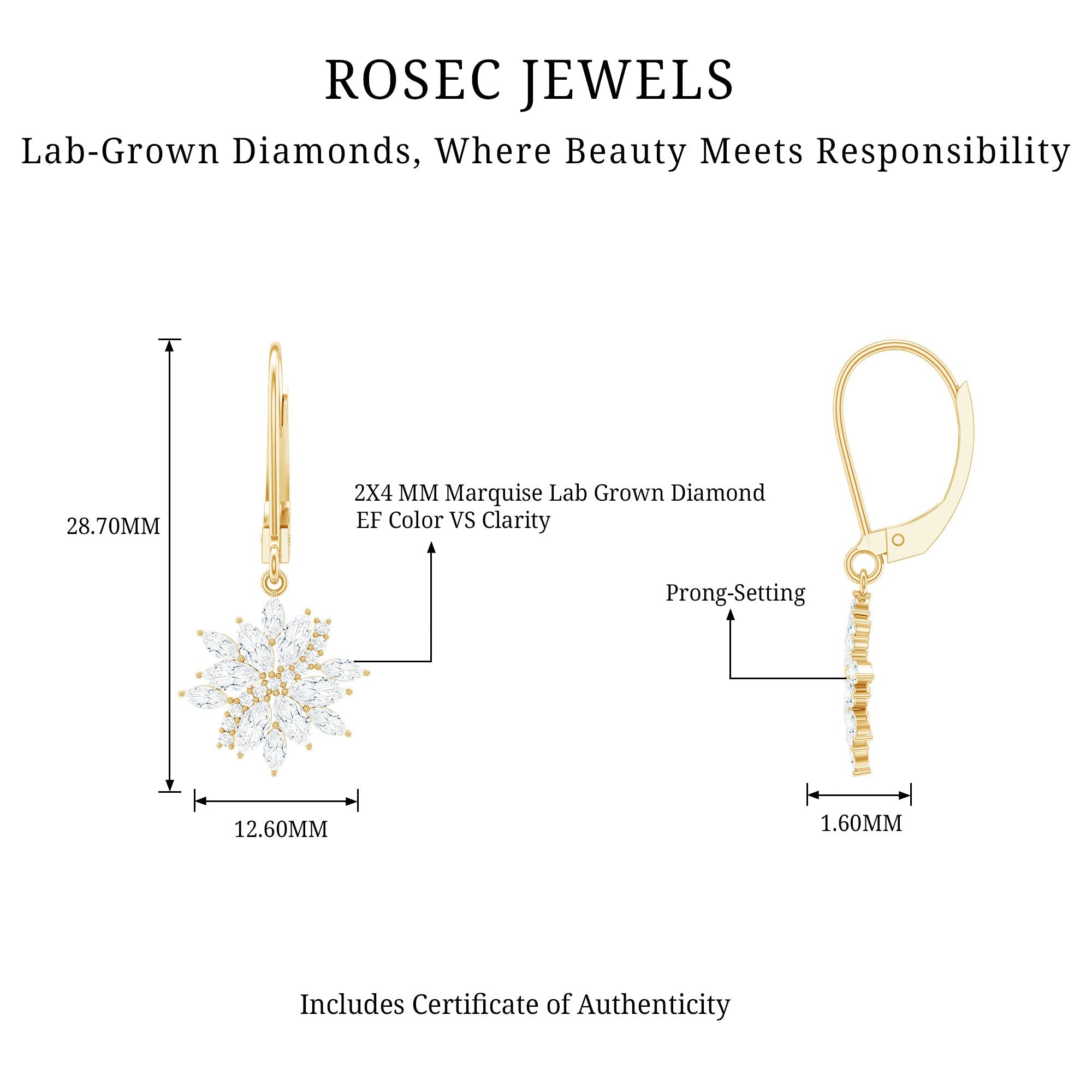 Lab Grown Diamond Flower Hoop Earrings