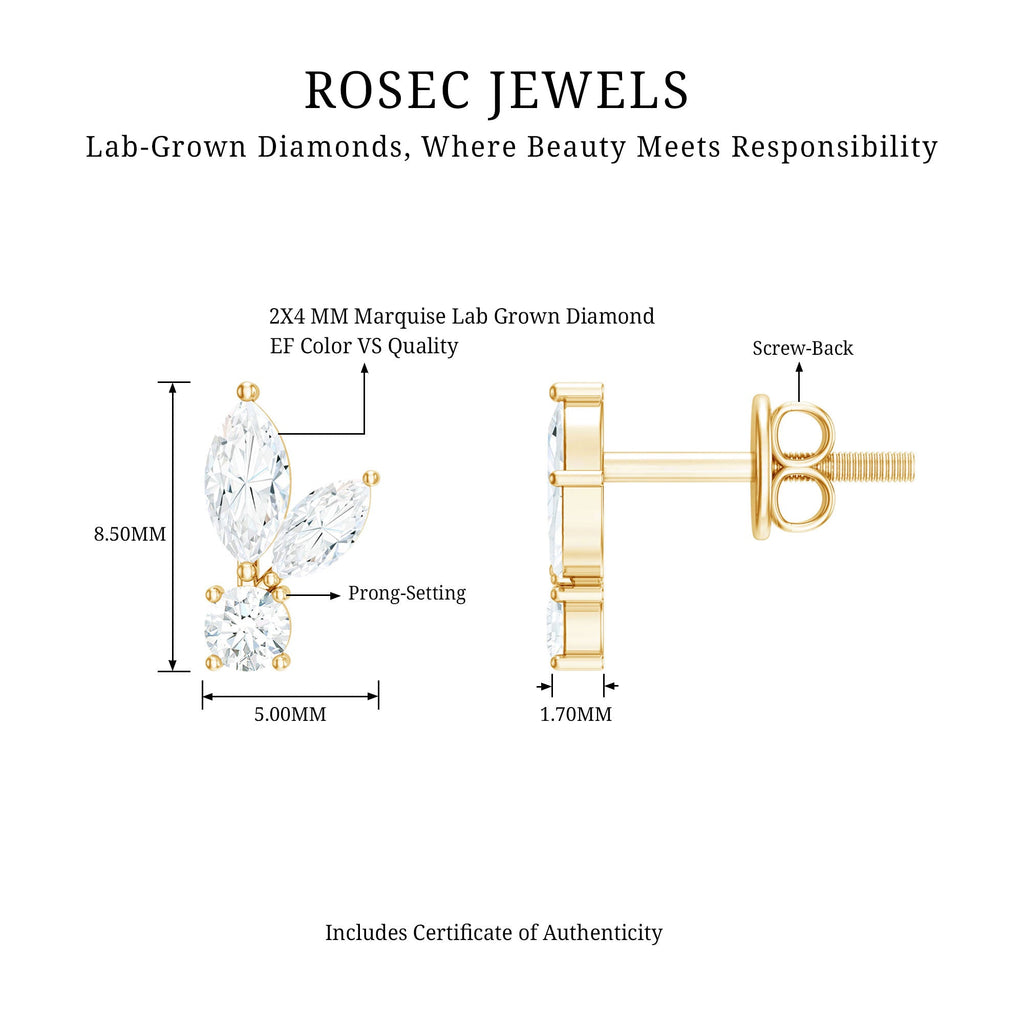 Certified Lab Grown Diamond Everyday Earrings With Screw Back