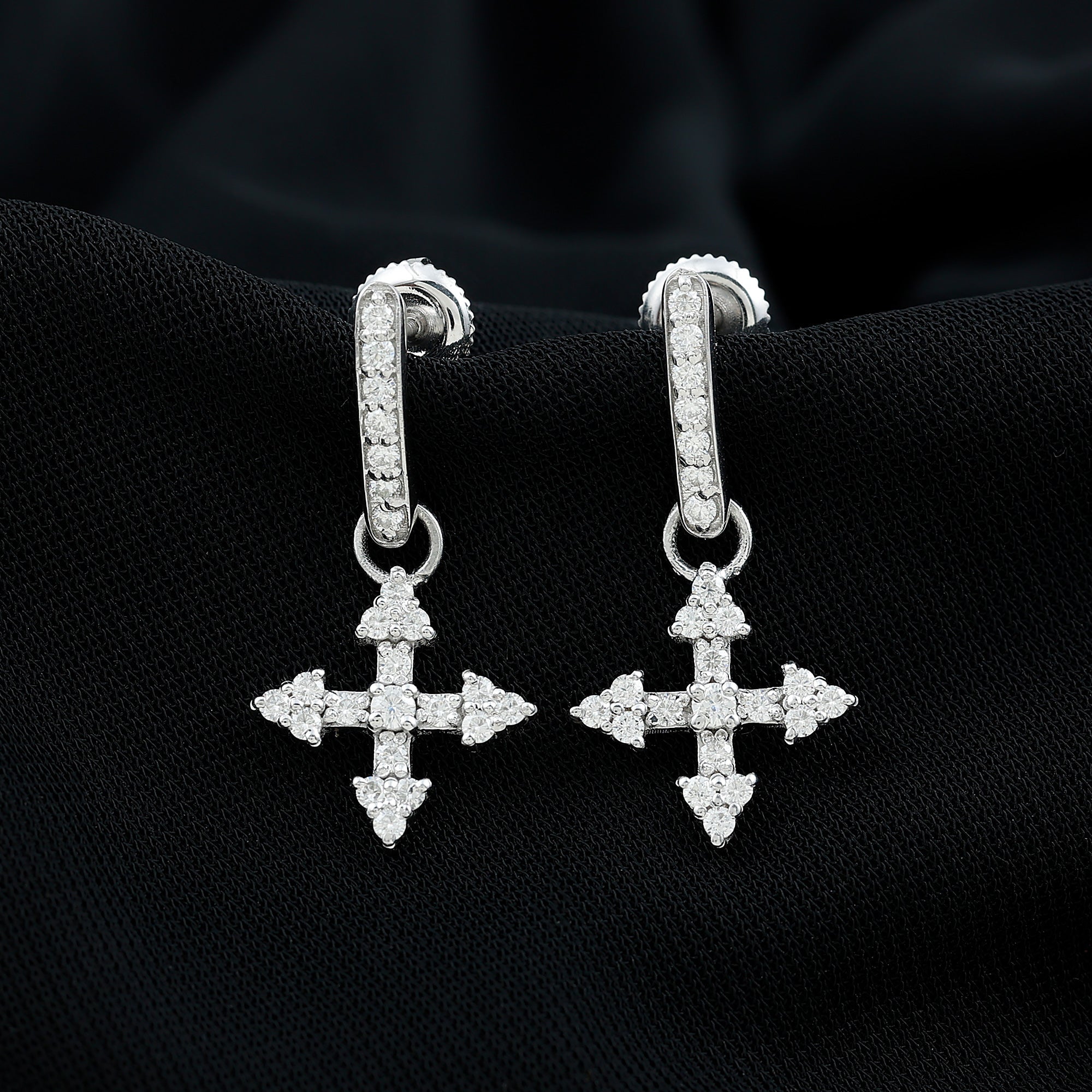 Certified Lab Grown Diamond Cross Drop Earrings For Her