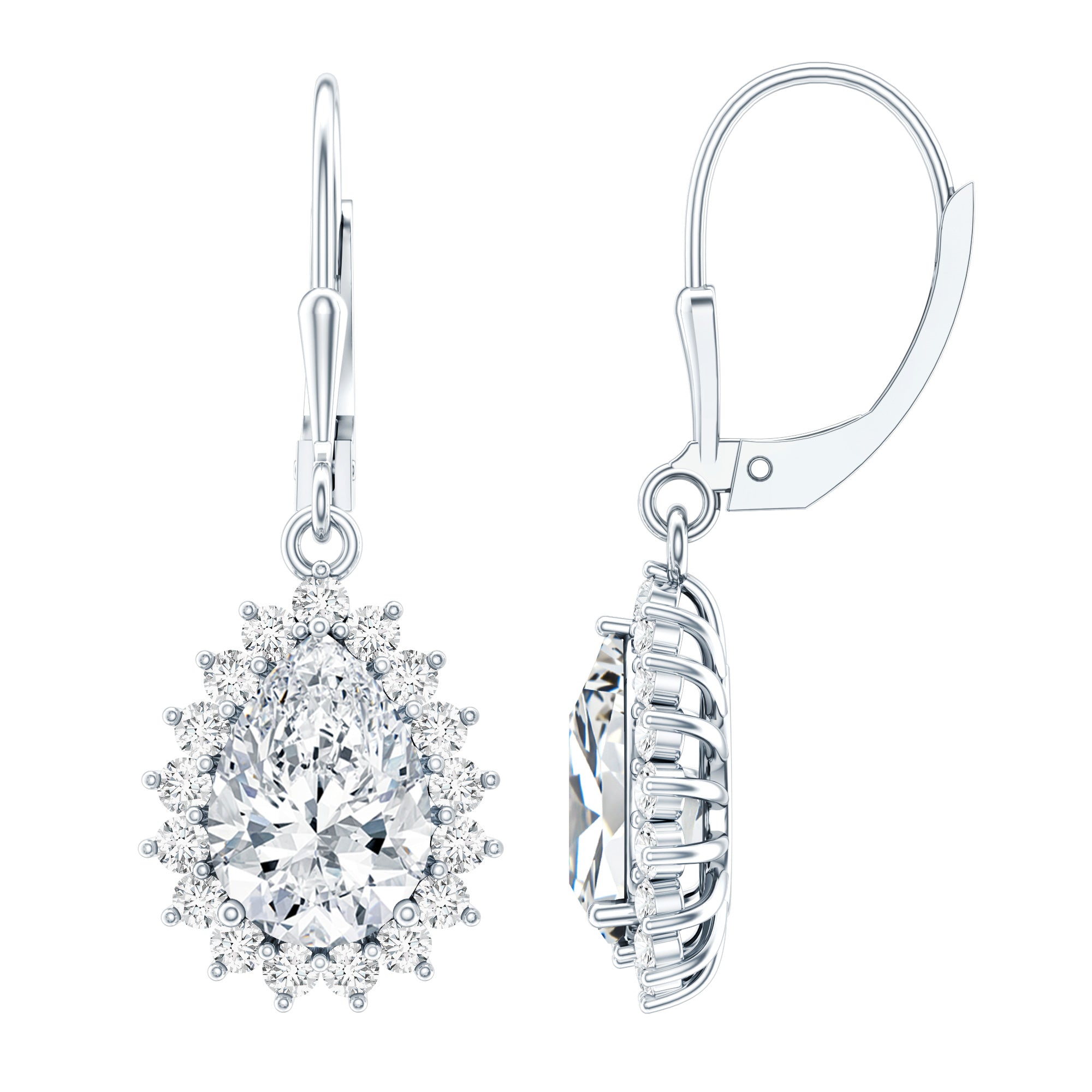 Certified 4 Carat Moissanite Drop Dangle Earrings In Silver