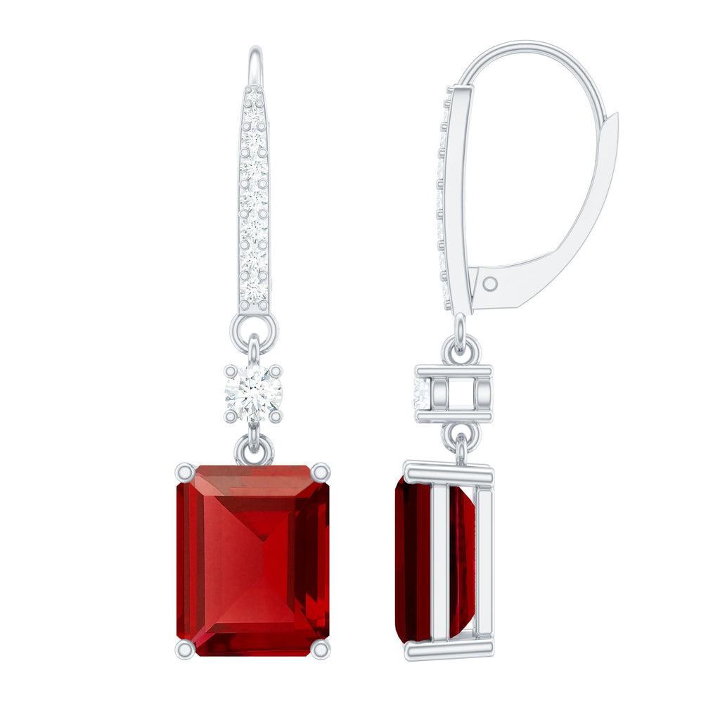 7 Carat Lab Created Ruby Drop Earrings in Sterling Silver