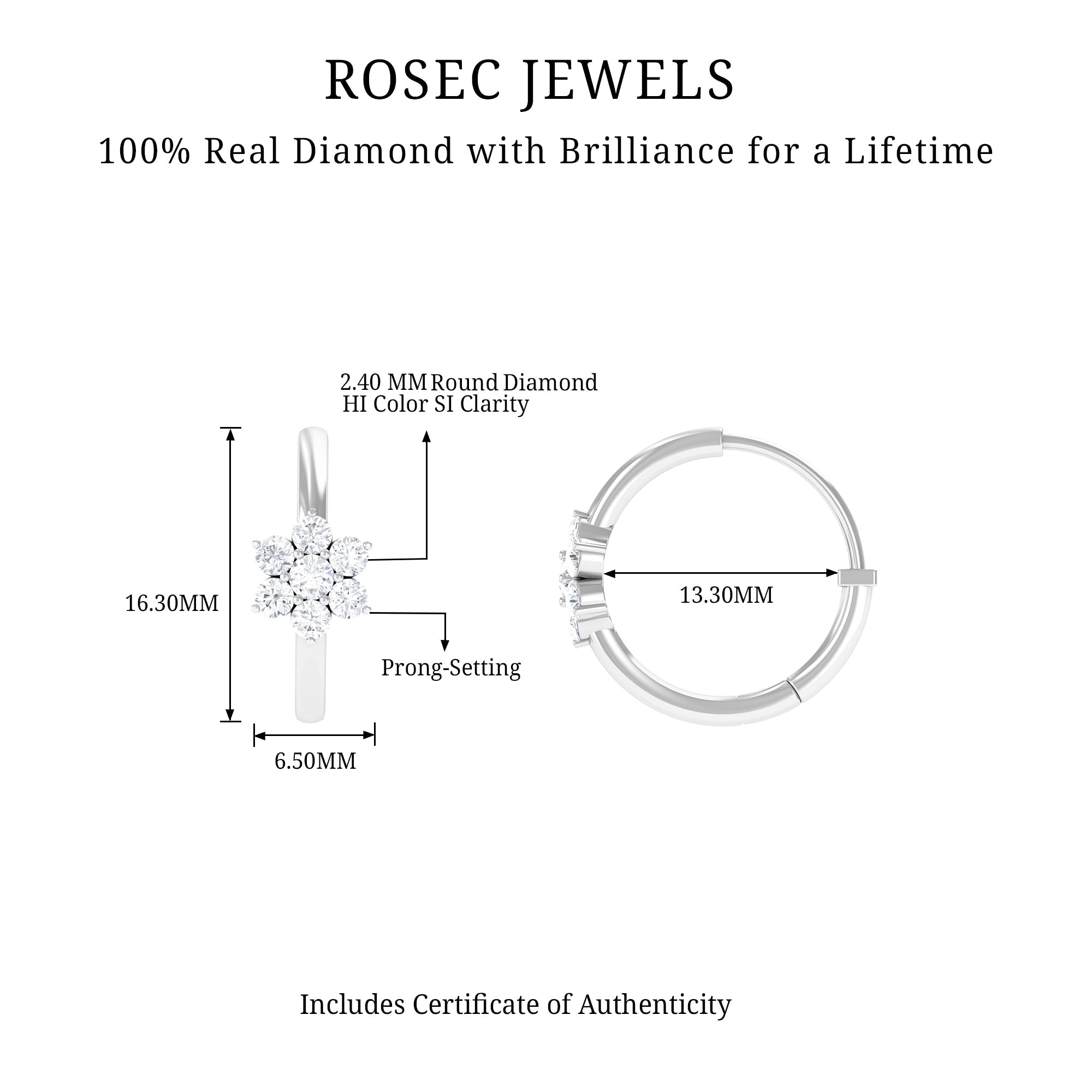 Diamond Flower Hoop Earrings For Her