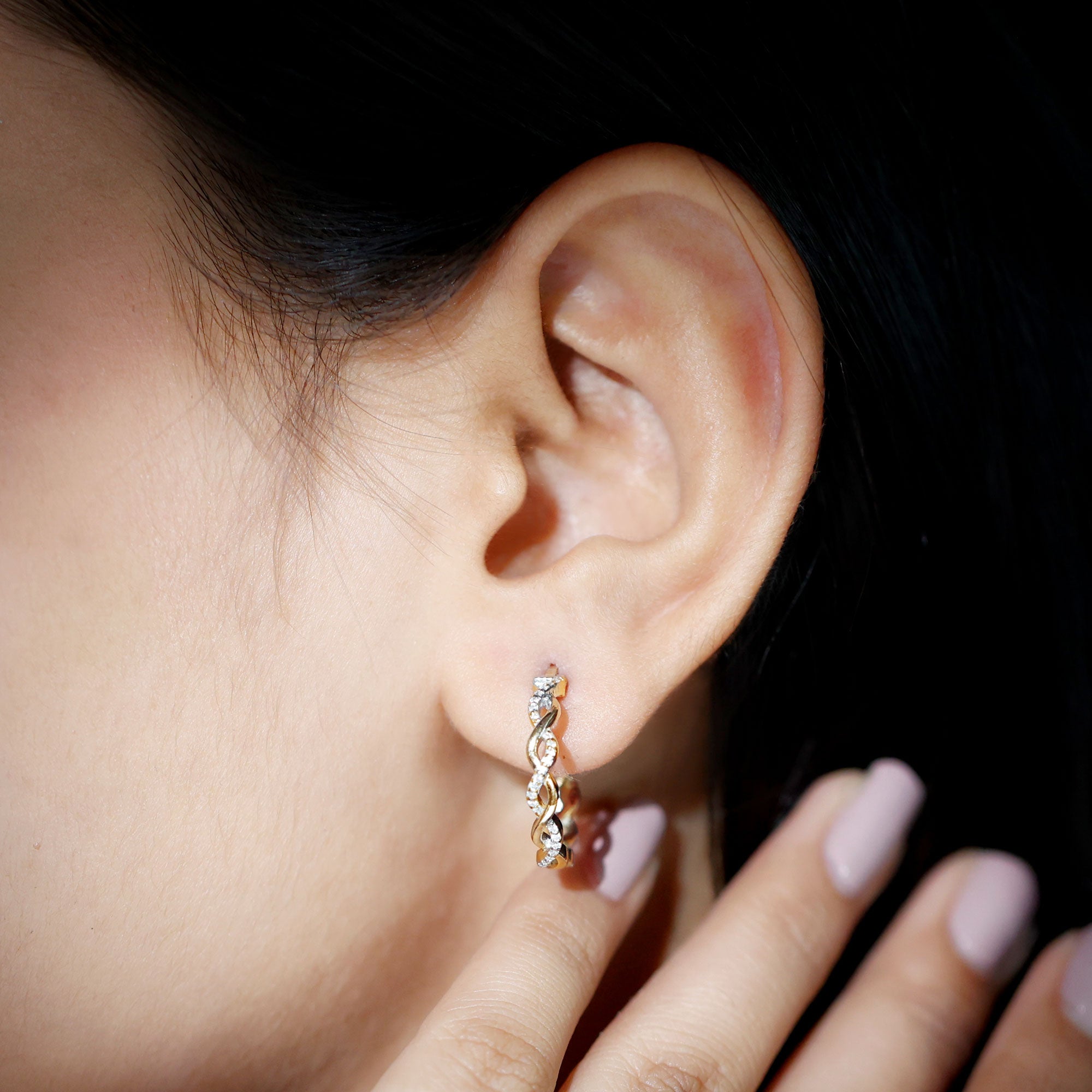 Braided Hoop Earrings with Certified Moissanite