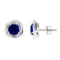 2 CT Natural Blue Sapphire Swirl Stud Earrings