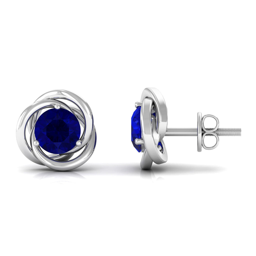 2 CT Natural Blue Sapphire Swirl Stud Earrings