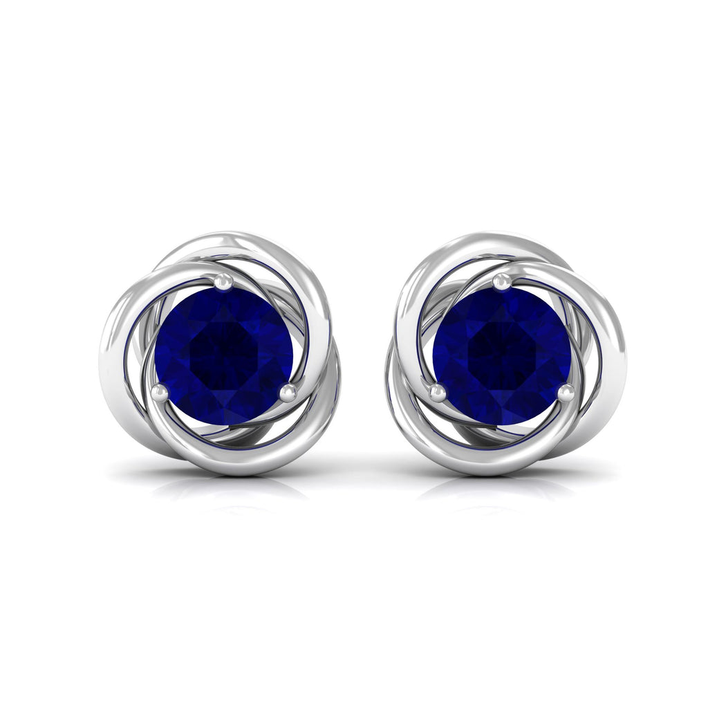 2 CT Natural Blue Sapphire Swirl Stud Earrings