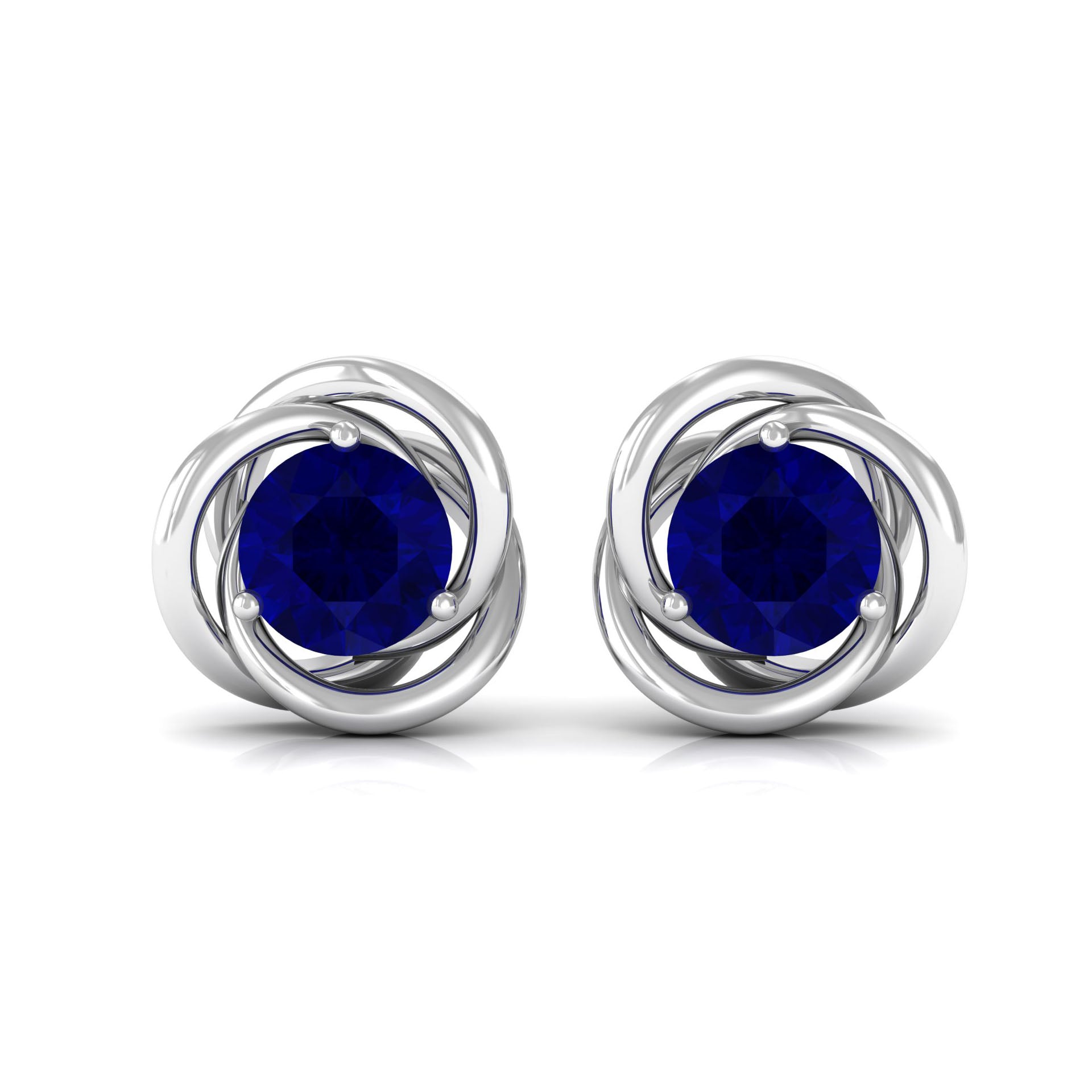 2 CT Natural Blue Sapphire Swirl Stud Earrings