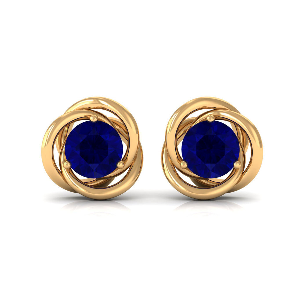 2 CT Natural Blue Sapphire Swirl Stud Earrings