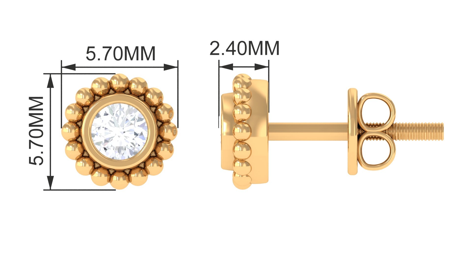 Real Diamond Solitaire Stud Earrings