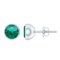 Bezel Set Lab Grown Emerald Solitaire Stud Earrings