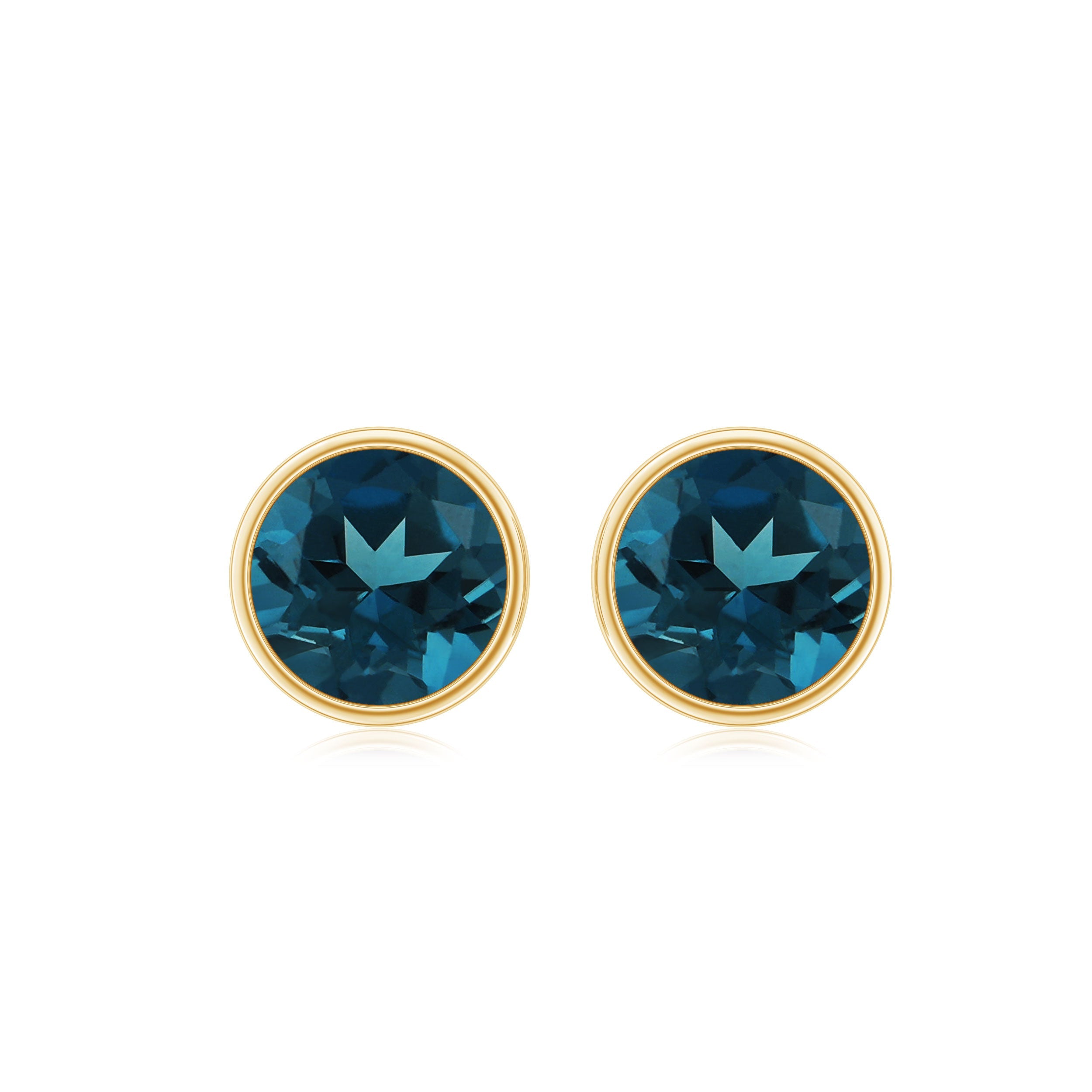 Bezel Set Solitaire London Blue Topaz Everyday Stud Earrings