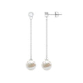 7MM Freshwater Pearl and Diamond Chain Drop Earrings
