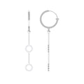 1 CT Open Circle Diamond Dangle Chain Hoop Earrings