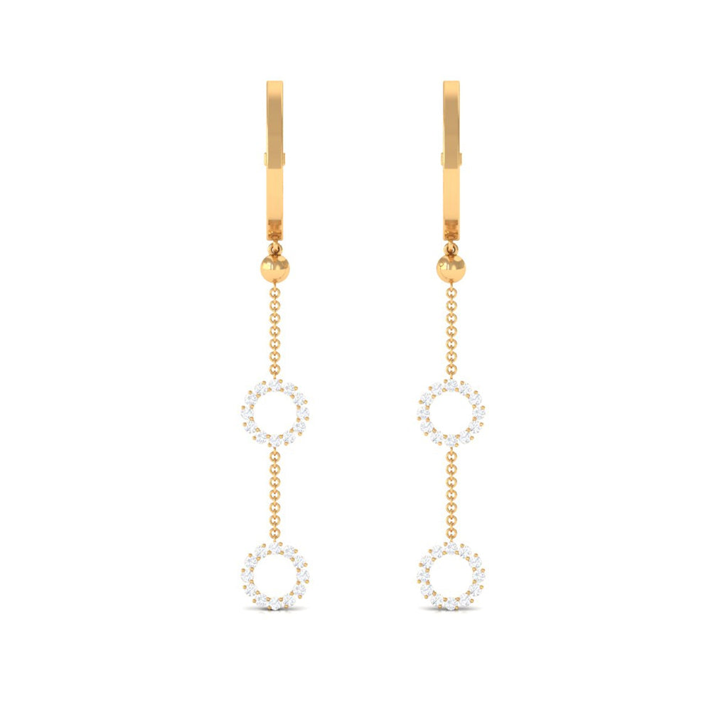 1 CT Open Circle Diamond Dangle Chain Hoop Earrings