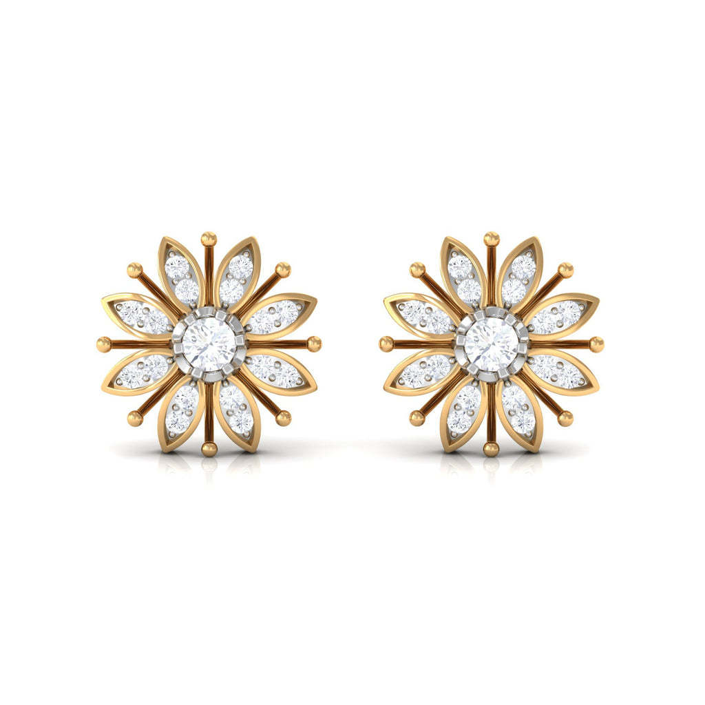 Certified Real Diamond Snowflake Earrings for Christmas