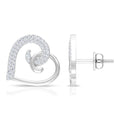 Certified Real Diamond Heart Earrings with Screw Back