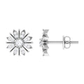 Natural Diamond Flower Stud Earrings with Screw Back
