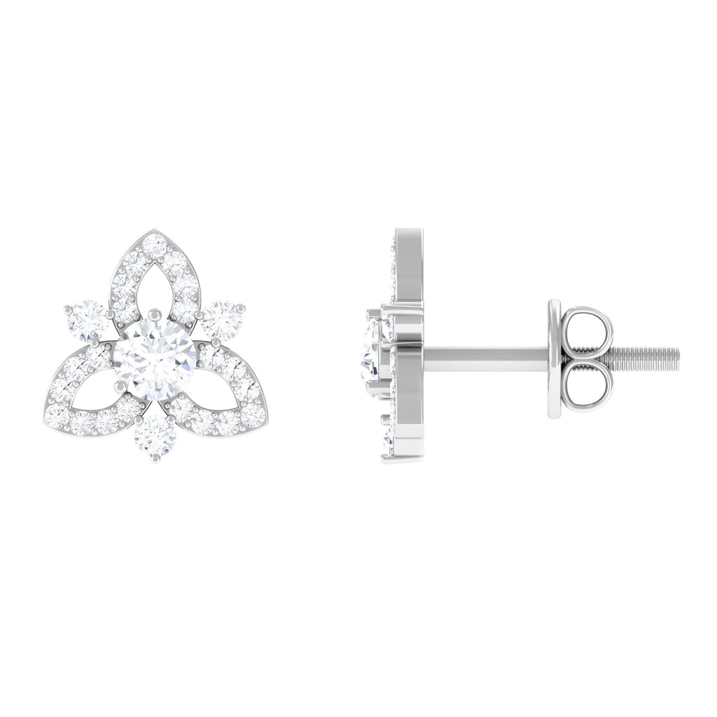 1/2 CT Natural Diamond Flower Stud Earrings in Gold