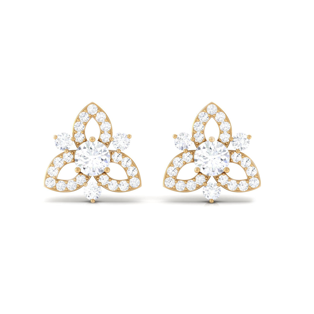 1/2 CT Natural Diamond Flower Stud Earrings in Gold