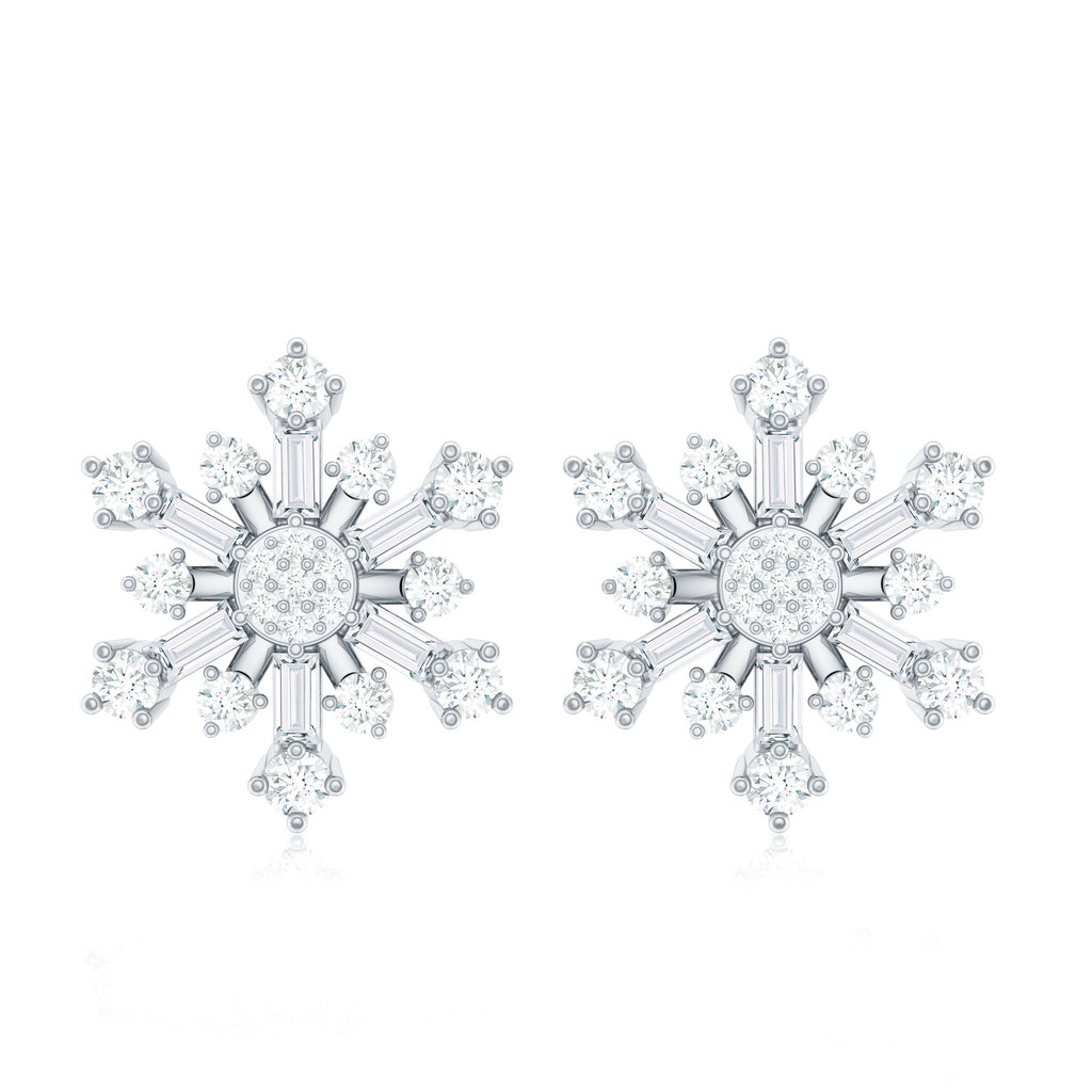 Genuine Diamond Snowflake Earrings for Christmas