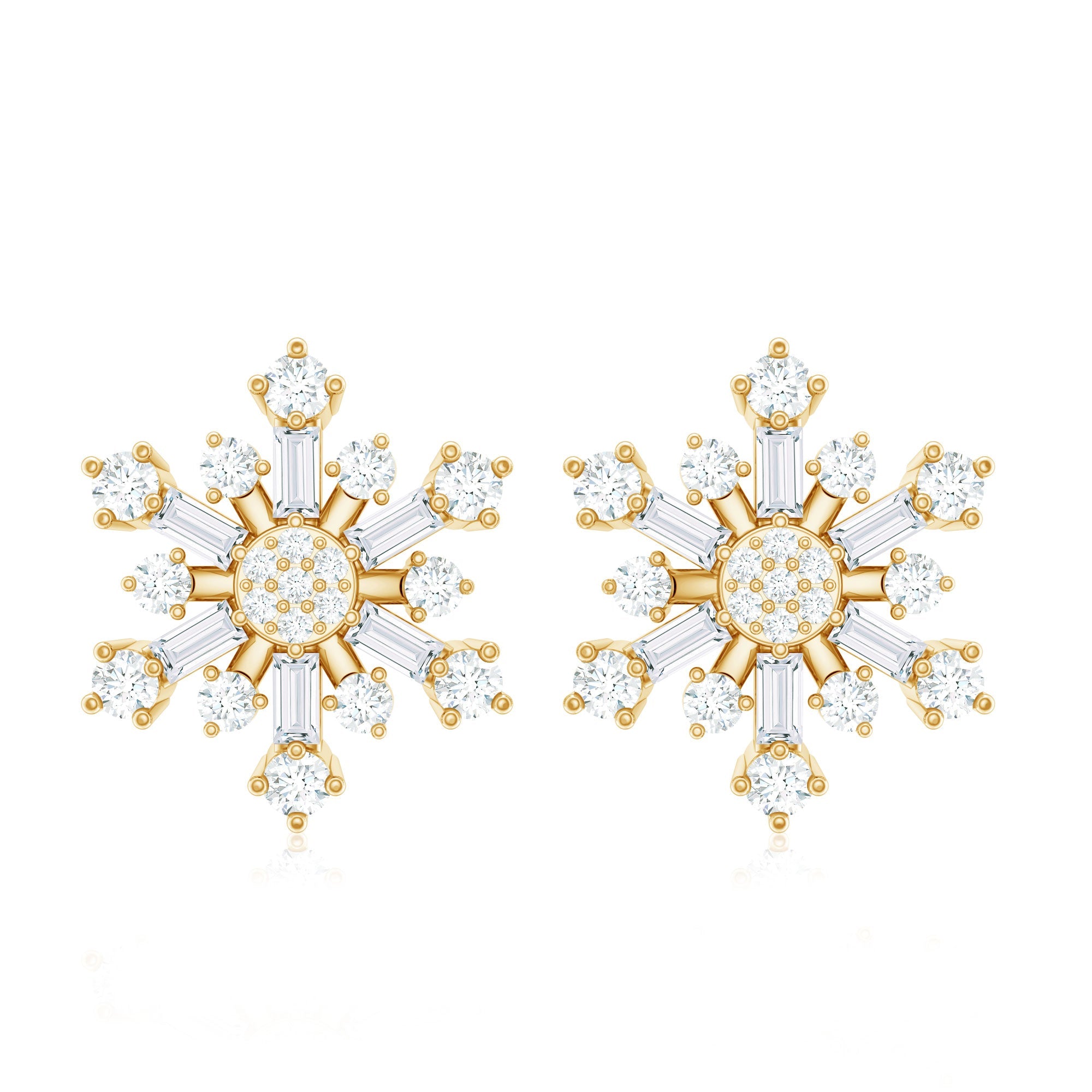 Genuine Diamond Snowflake Earrings for Christmas