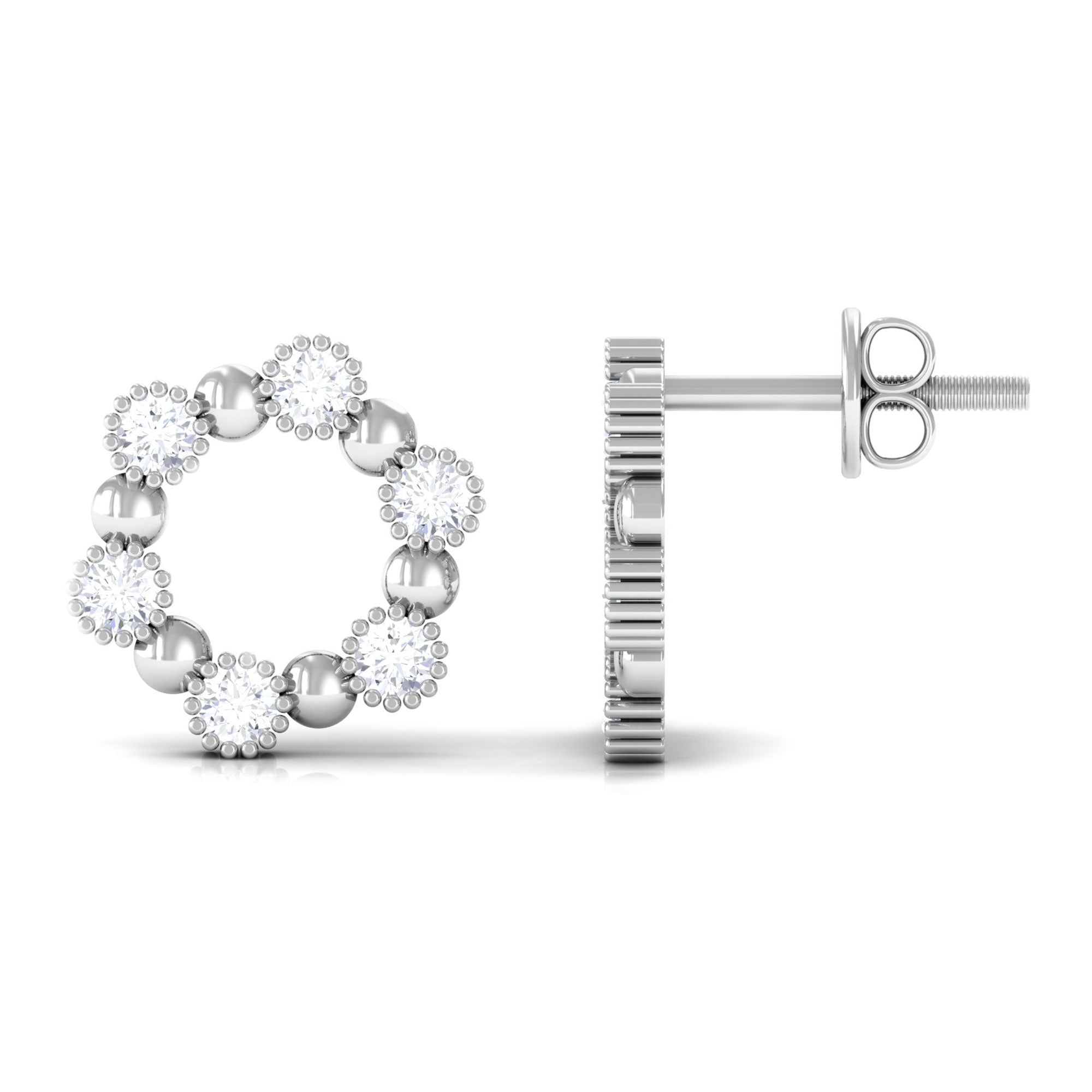 Real Diamond Circle Earrings with Screw Back