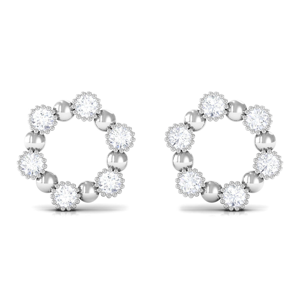 Real Diamond Circle Earrings with Screw Back