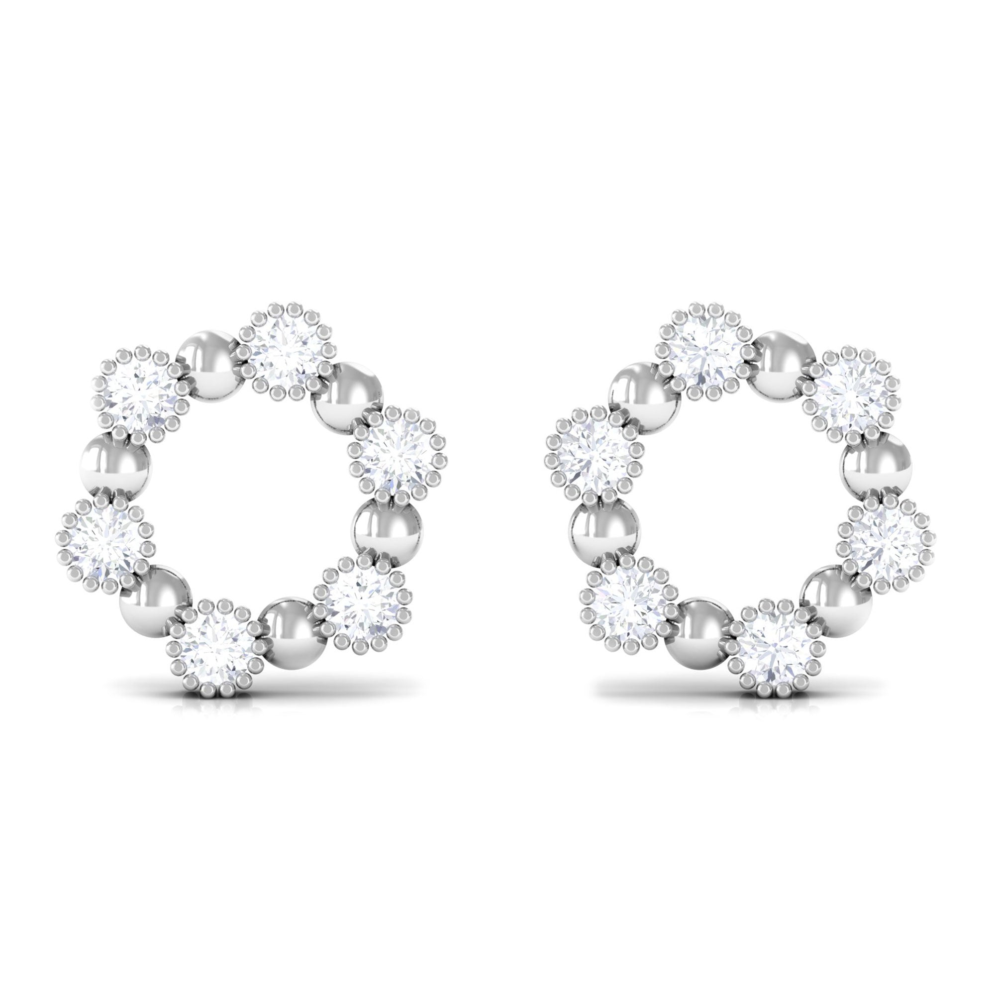 Real Diamond Circle Earrings with Screw Back
