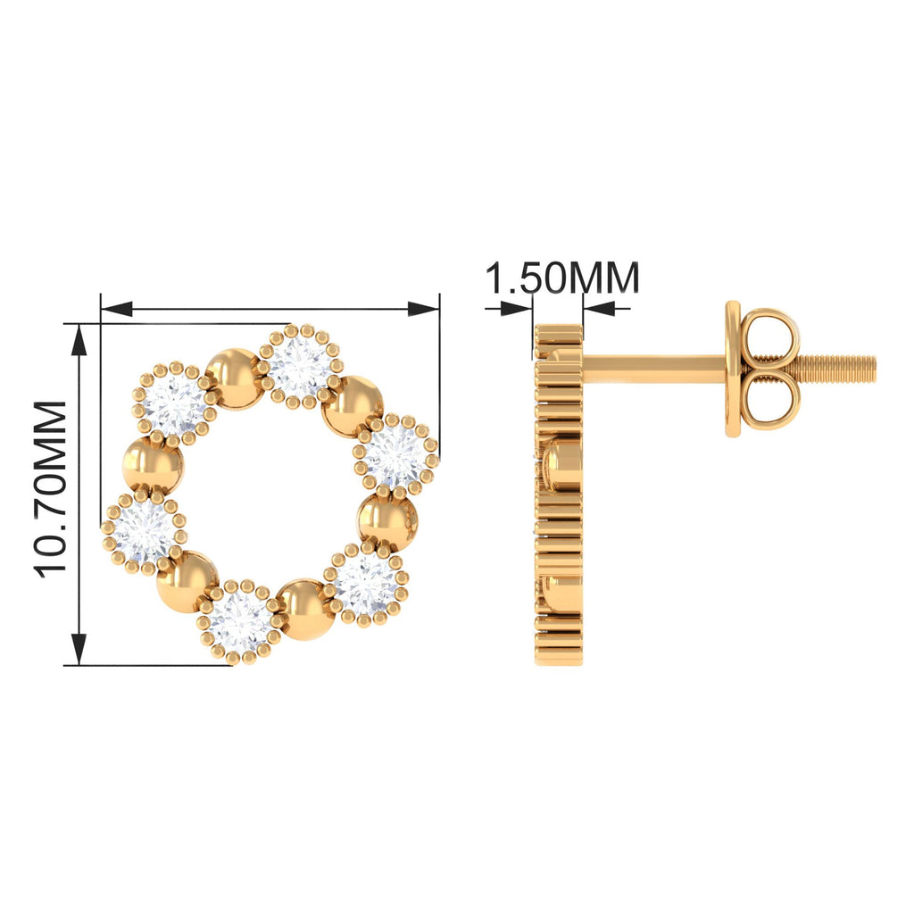 Real Diamond Circle Earrings with Screw Back