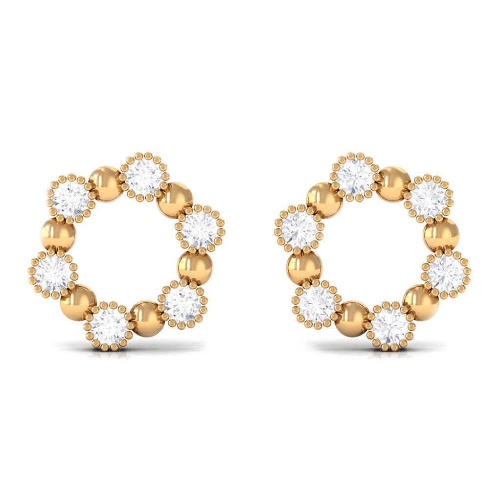 Real Diamond Circle Earrings with Screw Back