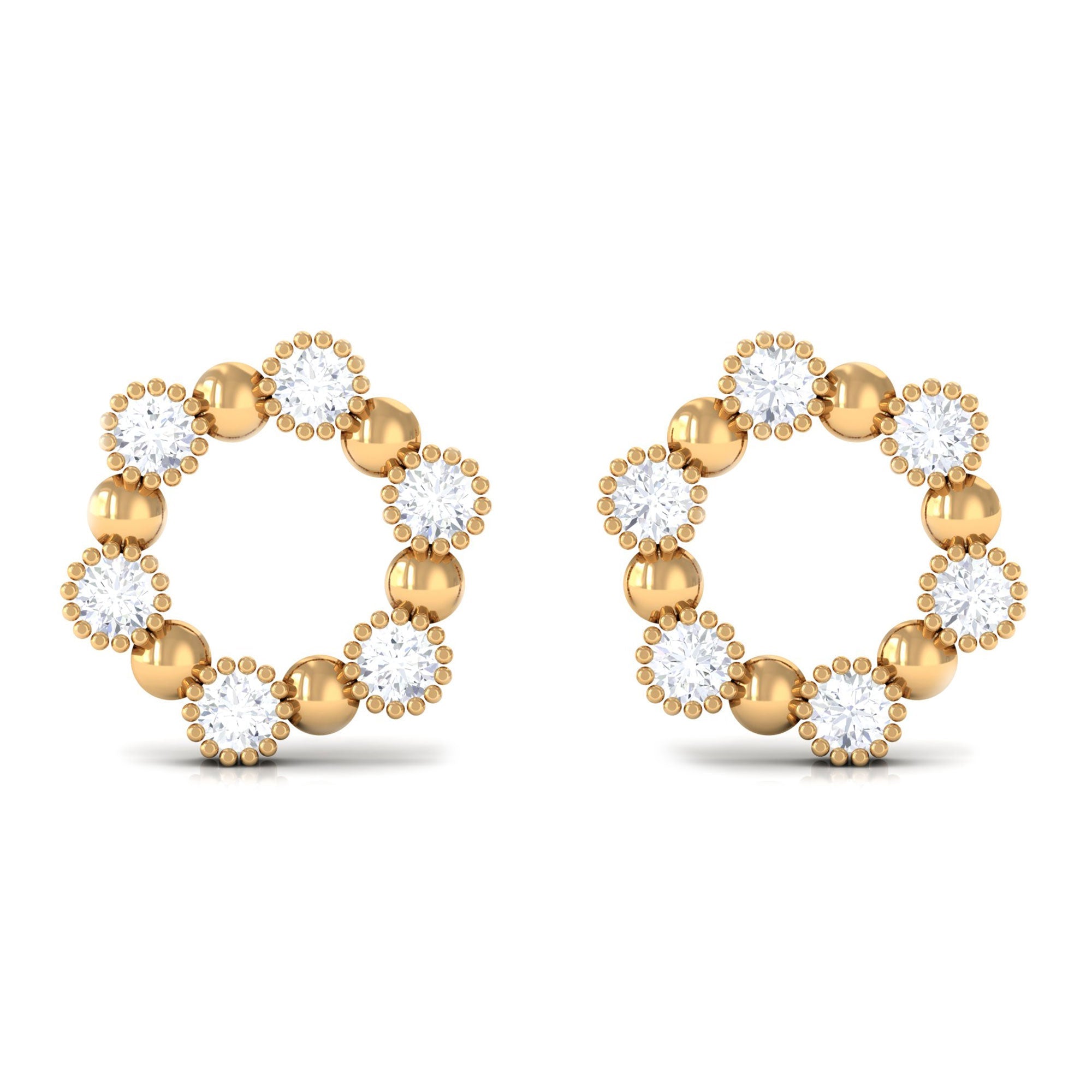 Real Diamond Circle Earrings with Screw Back
