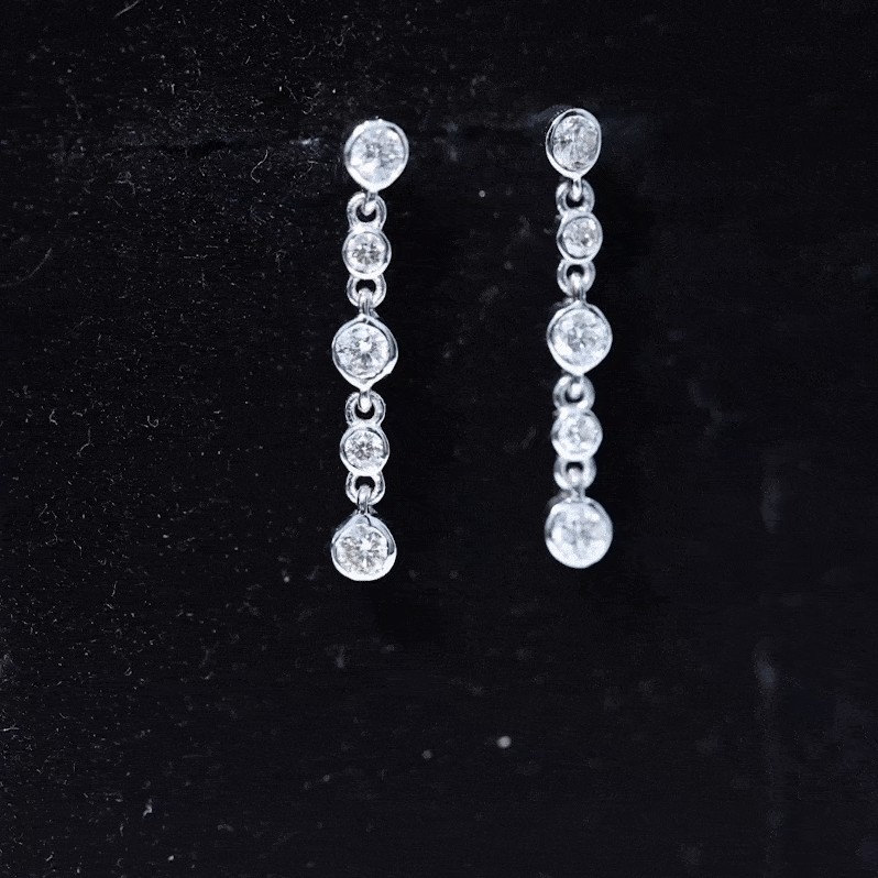 Certified Moissanite Dangle Earrings in Bezel Setting