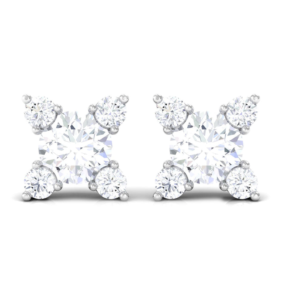 1/2 CT Real Diamond Gold Stud Earrings in Prong Setting