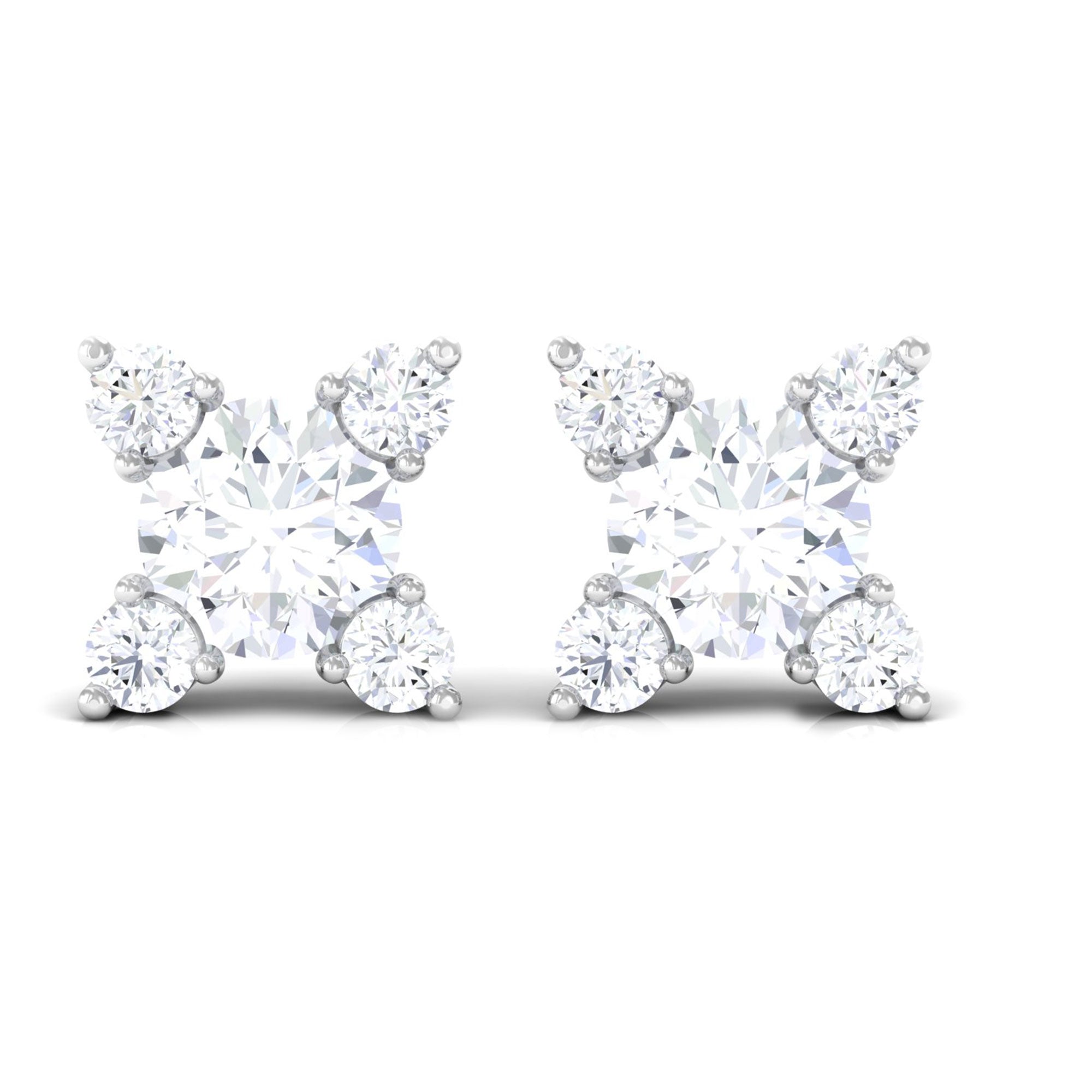 1/2 CT Real Diamond Gold Stud Earrings in Prong Setting