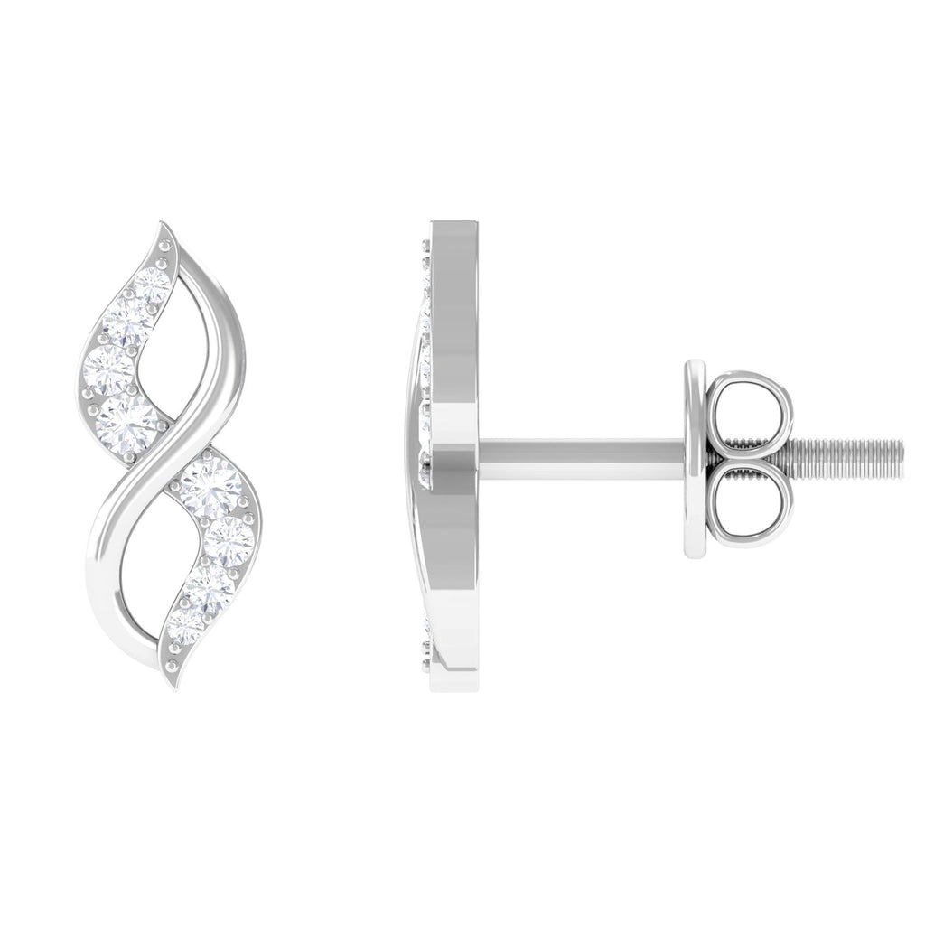 Natural Diamond Infinity Earrings with Screw Back