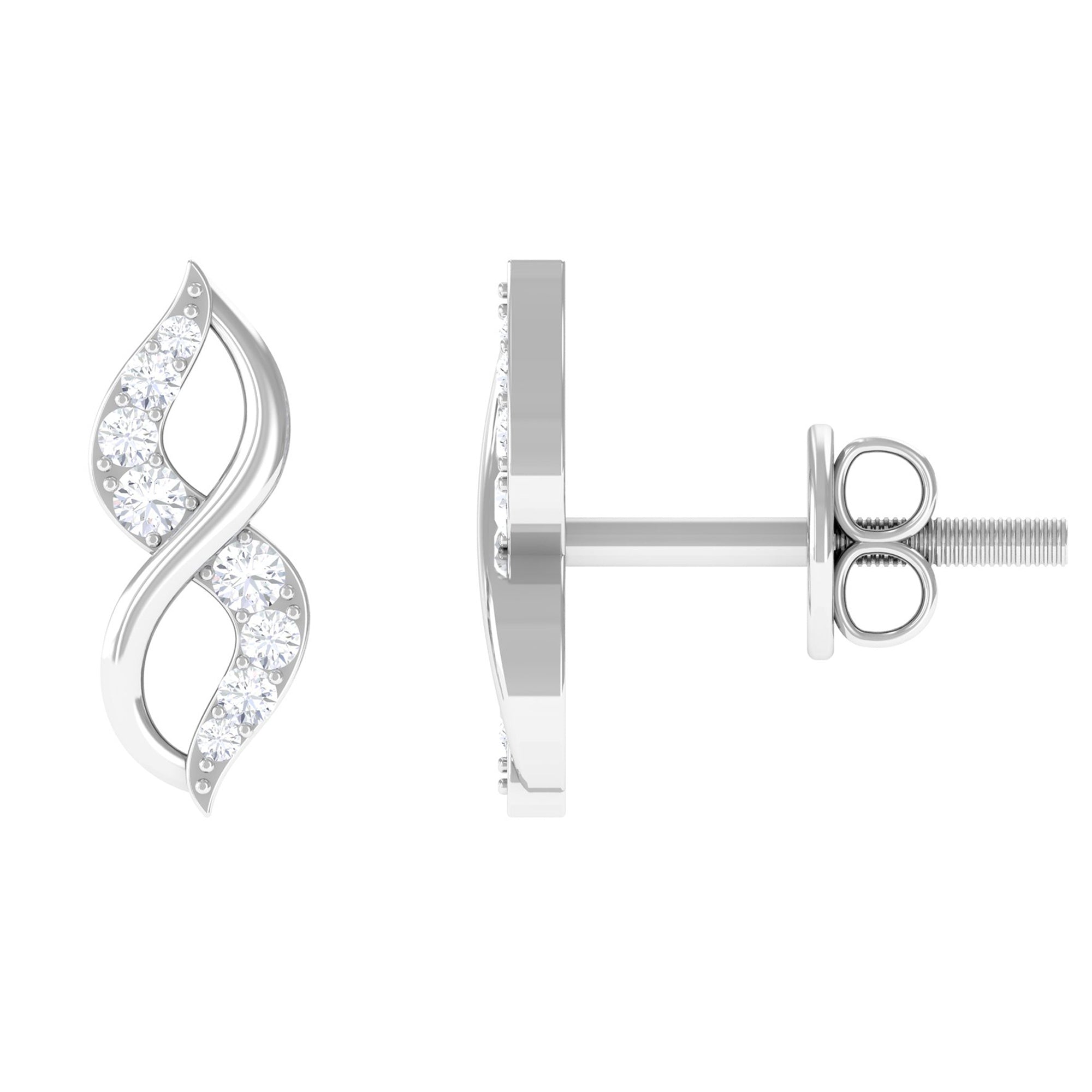 Natural Diamond Infinity Earrings with Screw Back