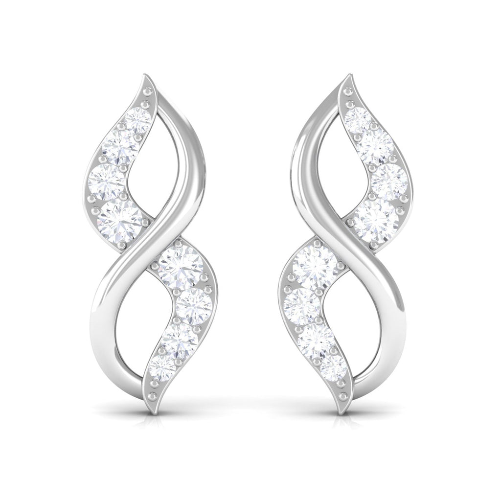 Natural Diamond Infinity Earrings with Screw Back