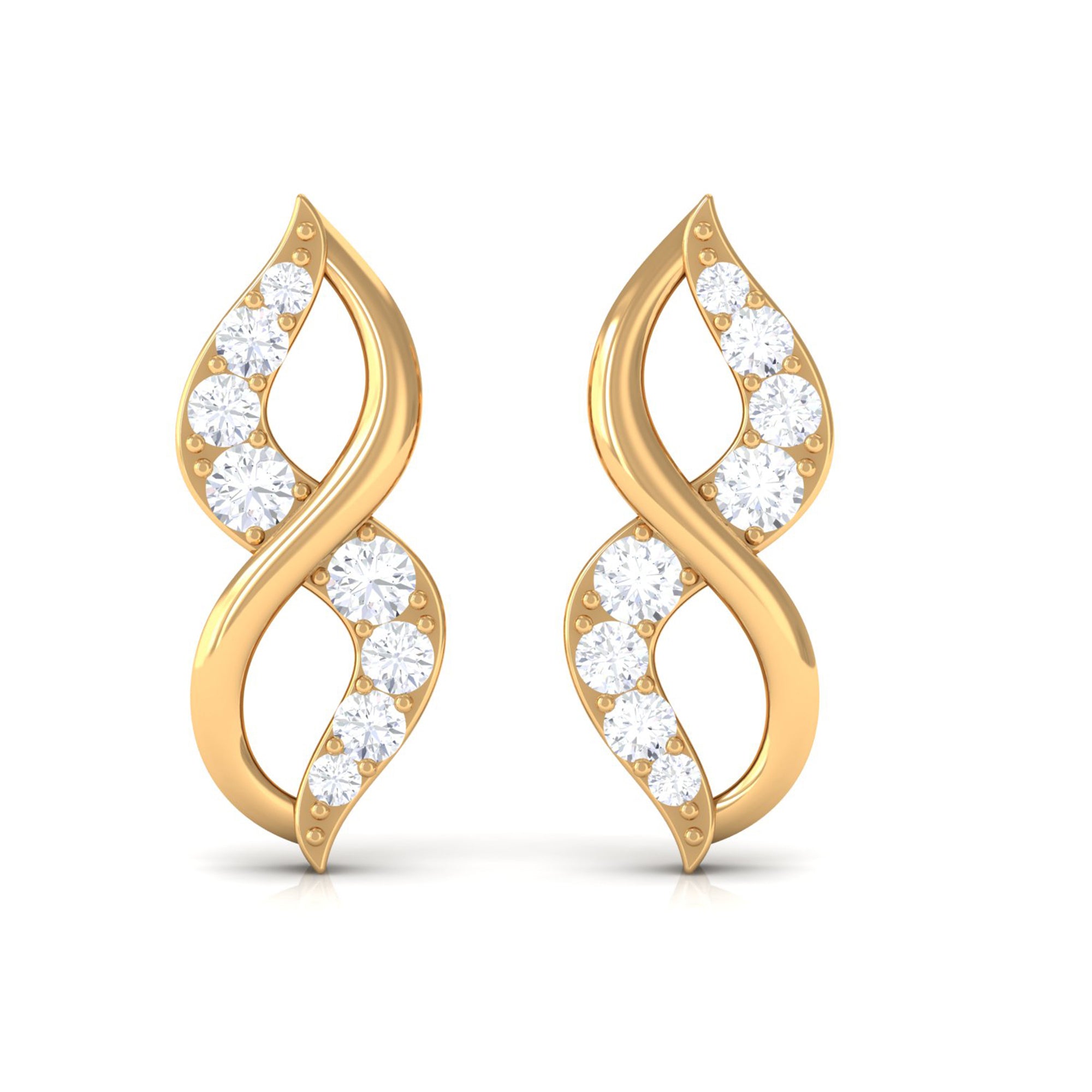 Natural Diamond Infinity Earrings with Screw Back
