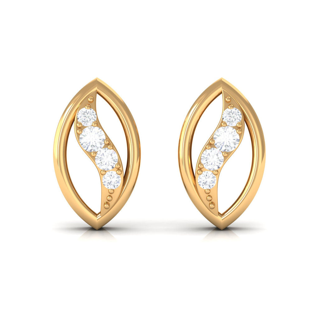 Round Cut Natural Diamond Petal Stud Earrings
