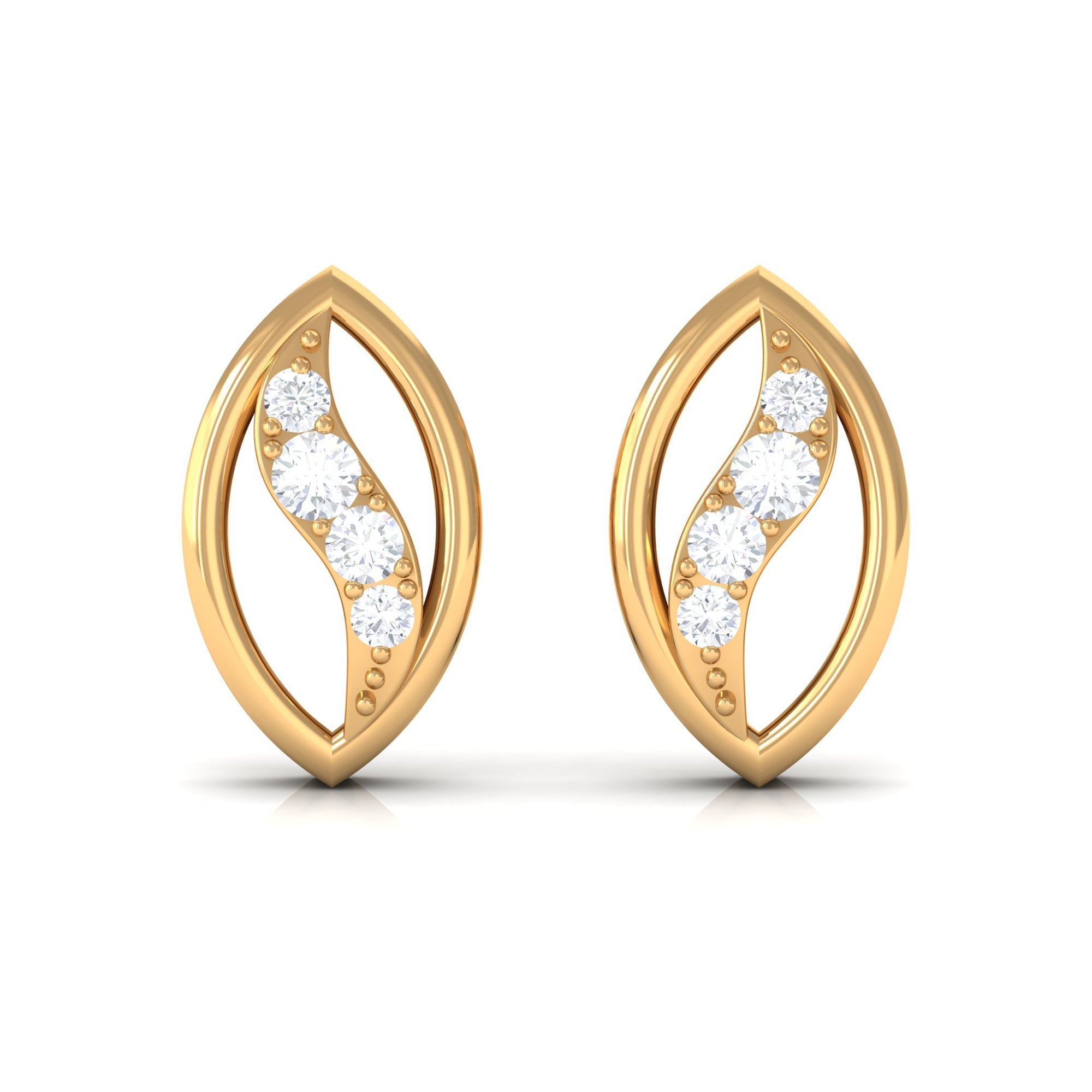 Round Cut Natural Diamond Petal Stud Earrings