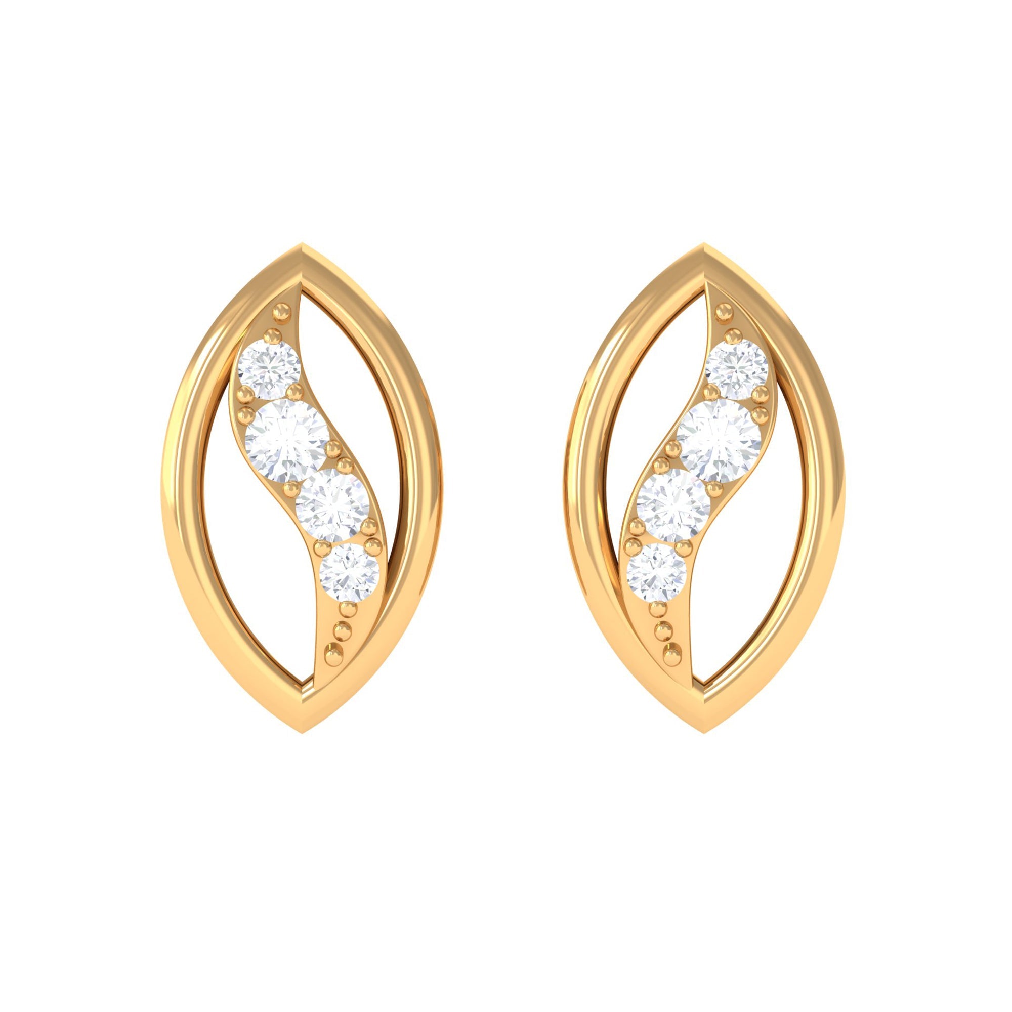 Round Cut Natural Diamond Petal Stud Earrings