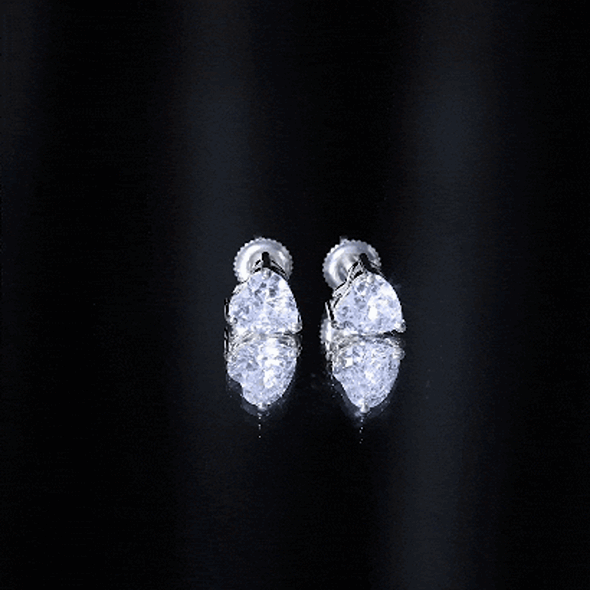 3 CT Heart Shape Cubic Zirconia Solitaire Stud Earrings in Gold